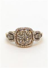 14K 4g Solid Rose Gold Le Vian Diamond Cluster Engagement Ring Levian Size 6.75